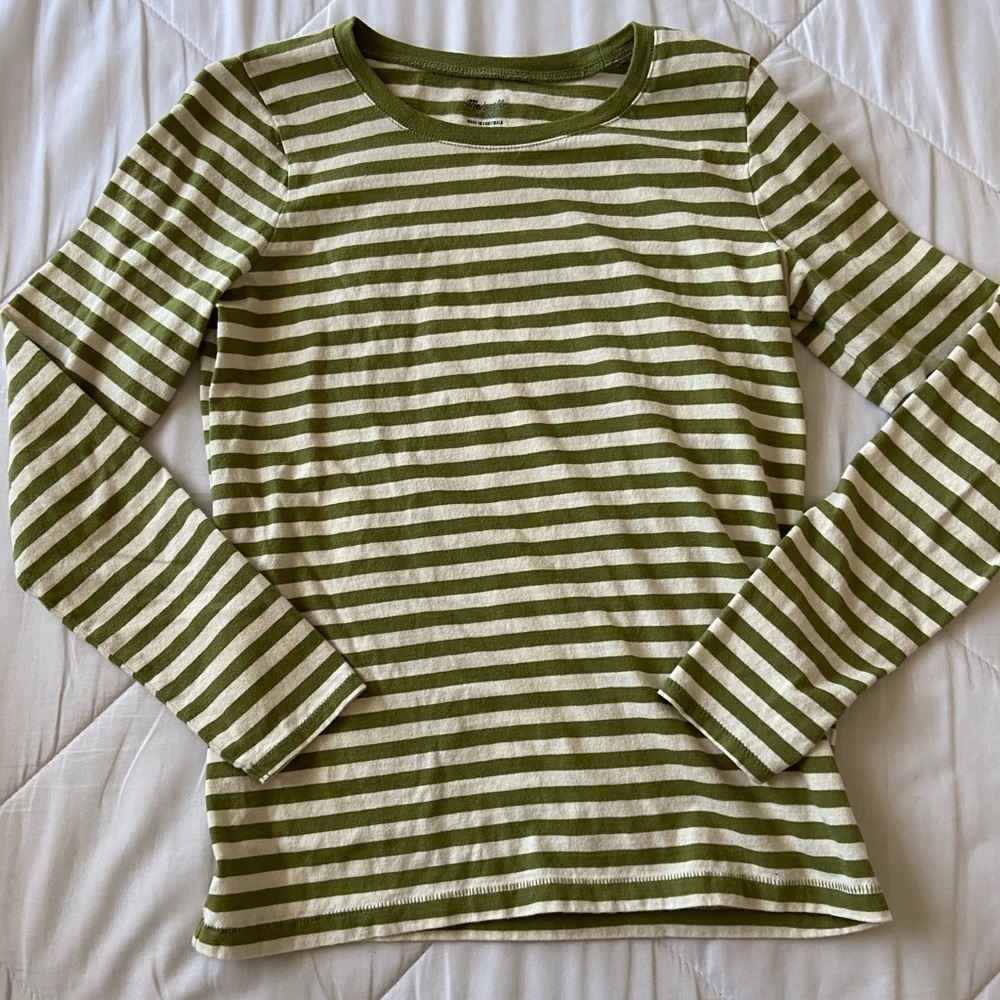 Madewell green-striped shirt